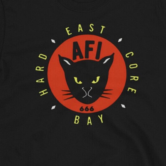 AFI Cat Face Halloween T-Shirt East Bay Hardcore Punk Band Tee 81 - Picture 2 of 5